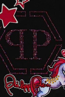 Черная футболка с принтом единорога Philipp Plein Kids