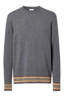 Серый пуловер с бежевыми полосками Burberry