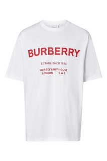 Белая футболка с красной надписью Burberry
