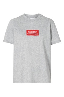 Серая футболка с контрастной надписью Burberry