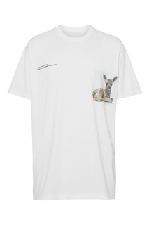 Белая футболка с принтом и надписью Burberry