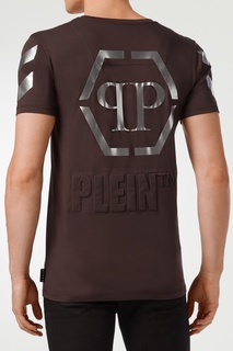 Серая футболка с серебристой отделкой Philipp Plein
