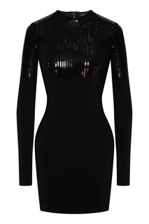 Черное платье мини с пайетками David Koma