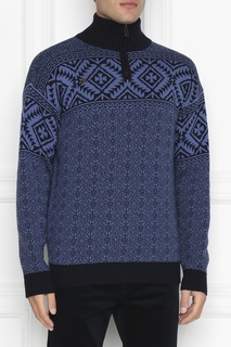 Синий шерстяной свитер с узорами Bosco Fresh