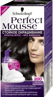 Domix, Краска тоник для волос Perfect Mousse, 35 мл (24 оттенка) 200 Черный Schwarzkopf Professional