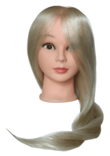 OLLIN, Голова учебная Блондин длина волос 60см, 50% натуральные волосы+ 50% термостойкие синтетические волосы, штатив в комплекте