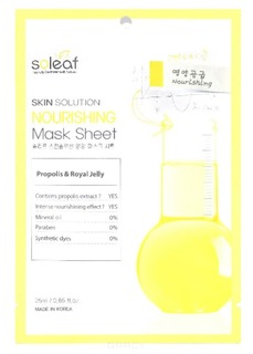 Domix, Питательная маска для лица c маточным молочком и прополисом Skin Solution Nourishing Mask Sheet, 25 мл Soleaf