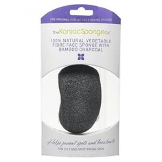 The Konjac Sponge Co, Спонж конняку для умывания лица Premium Face Mouse Sponge Bamboo Charcoal с древесным углем (премиум-упаковка)