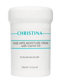 Domix, Elastin Collagen Rose Hips Moisture Cream with Carrot Oil for dry and very dry skin Увлажняющий крем с маслом моркови для сухой и очень сухой кожи «Шиповник» Кристина, 250 мл Christina