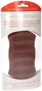 The Konjac Sponge Co, Спонж конняку для мытья тела Premium Six Wave Body Puff with French Red Clay с красной глиной (премиум-упаковка)
