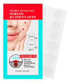 Domix, AC Mild Red Spot Patch Лечебный патч против акне, 12 шт, 1 г, Холика Холика Holika Holika