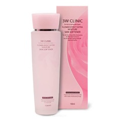 3W Clinic, Тоник для лица экстра-увлажнение Flower Effect Extra Moisture Skin Softner, 150 мл