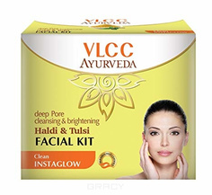 Domix, Набор для глубокого очищения пор и осветления лица Ayurveda Haldi & Tulsi Facial Kit Vlcc
