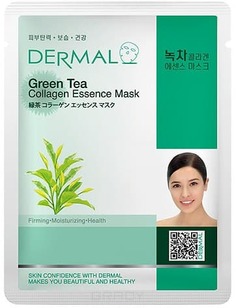 Domix, Тканевая маска зеленый чай и коллаген Green Tea Collagen Essence Mask, 23 мл Dermal