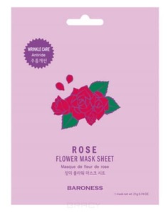 Domix, Тканевая маска с экстрактом розы, увлажняющая Flower Mask Sheet Rose, 23 гр Baroness