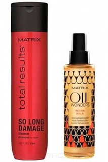 Matrix, Набор дуопак шампунь + масло So Long Damage Shampoo + Oil Wonders (- 50% на масло), 300 мл + 125 мл