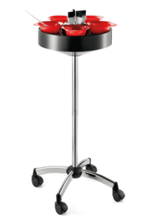Domix, Тележка для парикмахера из пластика на колесах Jolly Round Color, черная Artecno
