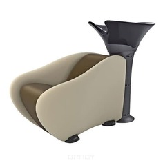 Domix, Парикмахерская мойка с креслом Manta (4 цвета), 1 шт, G57052S N (кресло коричневое D074S + раковина и каркас черные) Ceriotti