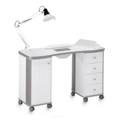 Domix, Маникюрный стол с вытяжкой с двумя тумбами Table Manicure Double Vented (белый) Artecno