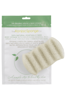 The Konjac Sponge Co, Спонж конняку для мытья тела с зеленой глиной для расширенных пор 6 Wave Body Sponge Green Clay