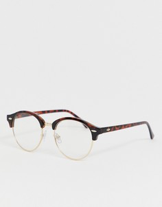Круглые черепаховые очки с прозрачными стеклами Jeepers Peepers-Коричневый