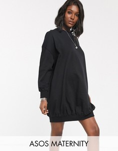 Трикотажное oversized-платье мини ASOS DESIGN Maternity-Черный