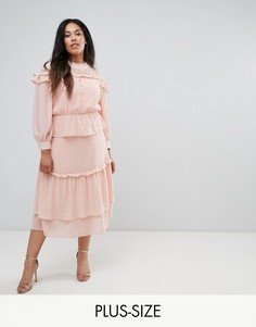 Многоярусное платье миди с кружевной вставкой Truly You Victoriana-Розовый