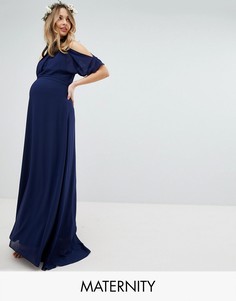 Платье макси с высоким воротом TFNC Maternity-Темно-синий