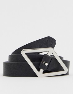 Черный узкий ремень из искусственной кожи с пряжкой со стразами ASOS DESIGN