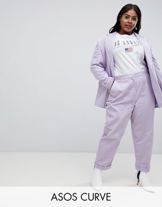 Зауженные вельветовые брюки с отворотами ASOS DESIGN Curve-Фиолетовый