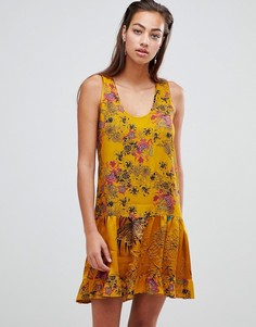 Свободное платье мини с цветочным принтом Sisley-Желтый
