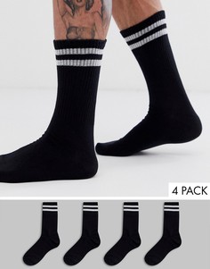 Набор из 4 пар черных теннисных носков Jack & Jones-Черный