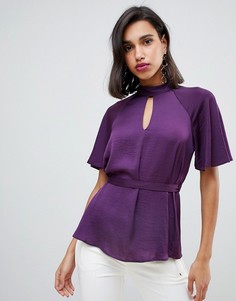Фиолетовая блузка с вырезом капелькой River Island-Фиолетовый