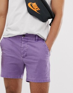 Выбеленные сиреневые шорты чиносы скинни ASOS DESIGN-Фиолетовый