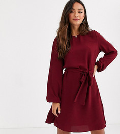Бордовое платье мини с поясом New Look-Красный