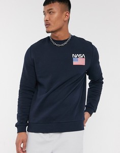 Темно-синий свитшот с логотипом "NASA" ASOS DESIGN