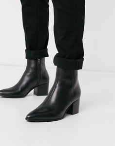 Черные кожаные ботинки челси с острым носом ASOS DESIGN-Черный цвет
