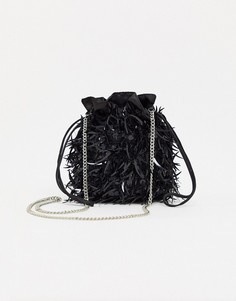 Черная сумка через плечо с блестящими перьями и шнурком Skinnydip-Черный