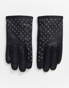 Кожаные перчатки с заклепками Bolongaro Trevor-Черный