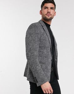 Черный блейзер в клетку River Island