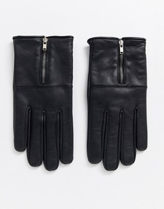 Кожаные перчатки с молниями Bolongaro Trevor-Черный