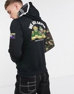 Худи черного цвета на молнии с принтом на спине AAPE By A Bathing Ape AAPER-Черный