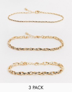 Набор из золотистых браслетов-цепочек ASOS DESIGN-Золотой