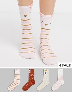 Подарочный набор из 4 пар хлопковых носков Hunkemoller-Белый