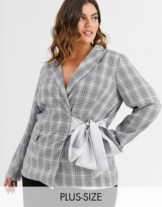 Пиджак в клетку с завязкой Unique21 Hero-Серый