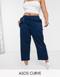 Темно-синие брюки прямого кроя ASOS DESING Curve-Темно-синий