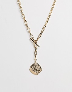 Ожерелье с длинной подвеской-монеткой AllSaints-Золотой