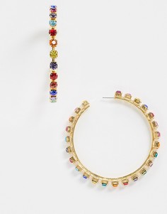 Серьги-кольца с кристаллами Swarovski Krystal London-Мульти