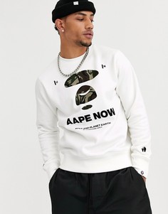 Свитшот цвета слоновой кости с логотипом AAPE By A Bathing Ape AAPE Driller-Белый