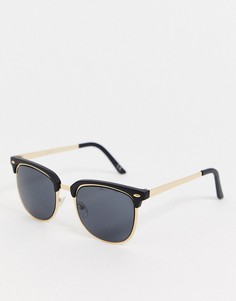Солнцезащитные очки в стиле ретро с золотисто-черной оправой ASOS DESIGN-Золотой